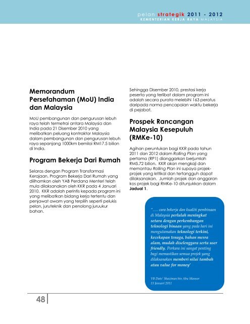 pelan strategik 2011 - 2012 - Kementerian Kerja Raya Malaysia