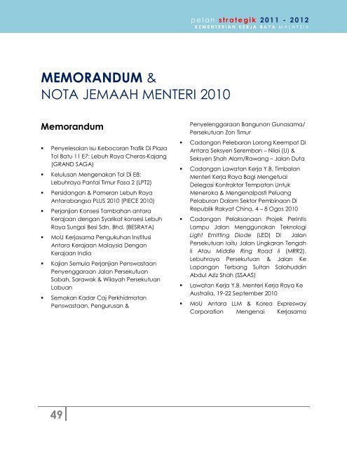 pelan strategik 2011 - 2012 - Kementerian Kerja Raya Malaysia