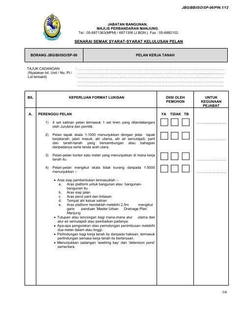 senarai semak syarat-syarat kelulusan pelan - Majlis Perbandaran ...