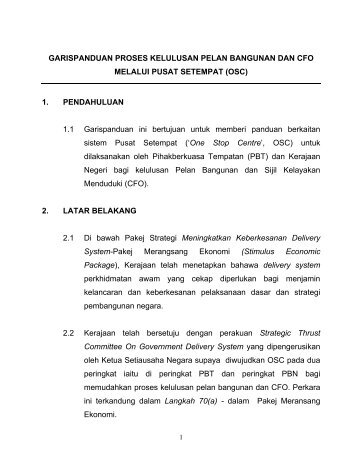 garispanduan proses kelulusan pelan bangunan dan cfo melalui