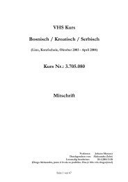 VHS Kurs Bosnisch / Kroatisch / Serbisch Kurs Nr.: 3.705.080 Mitschrift
