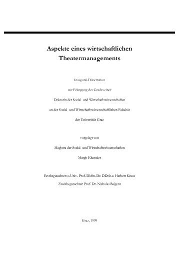 Aspekte eines wirtschaftlichen Theatermanagements - Werktreue ...