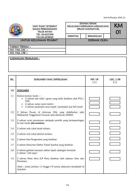 Senarai Semakan Kelulusan Surat Sokongan Lap