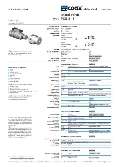 type lateral valve PCS-3 15 - müller co-ax ag