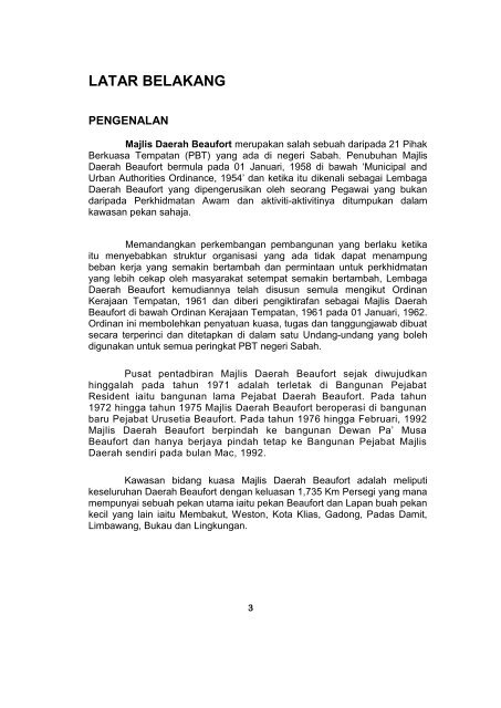 Pelan Strategik MDBFT - Portal Rasmi Majlis Daerah Beaufort - Sabah