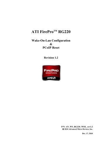 FirePro RG220 WOL PCoIP Reset - AMD