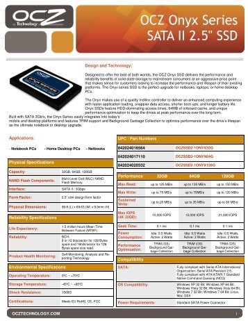 OCZ Onyx Data Sheet - OCZ Technology