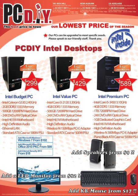 Desktop PC Price List - pcdiy