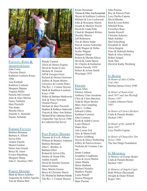 Thank You LIST OF DONORS FOR THE 2007 ... - Doane Academy