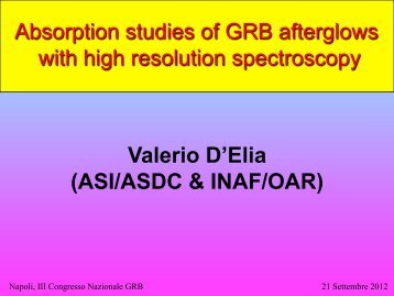 grb absorption spectroscopy - Inaf