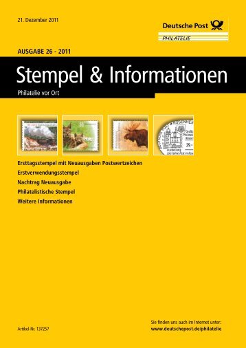 Bestellblatt „Stempel & Informationen“ - Deutsche Post - Philatelie