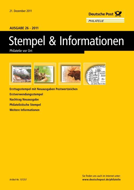 Bestellblatt „Stempel & Informationen“ - Deutsche Post - Philatelie
