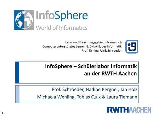 Infosphere Schulerlabor Informatik An Der Rwth chen
