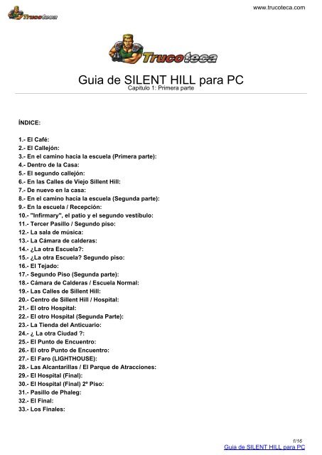 Guia de SILENT HILL para PC - trucoteca.com