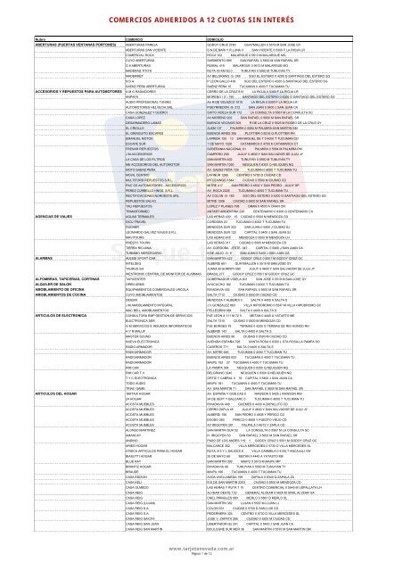 Pagina Base 12 cuotas sin interes.xlsx - Tarjeta Nevada