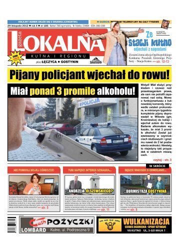 Pijany policjant wjechał do rowu!