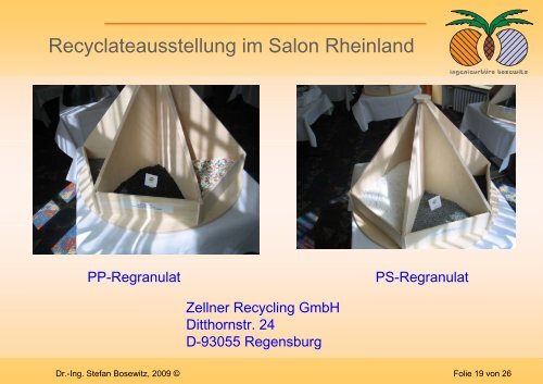 “Recyclate, Halbzeuge und Produkte aus dem ... - Plasticker