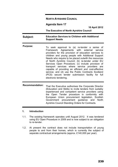 Combined Executive Agenda 120410.pdf - North Ayrshire Council