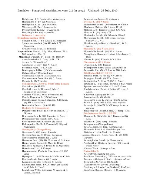 A Synoptical Classification of the Lamiales - My-Plant