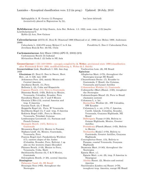 A Synoptical Classification of the Lamiales - My-Plant