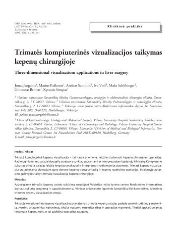 Straipsnis (pdf / 3,2 MB) - Lietuvos chirurgija