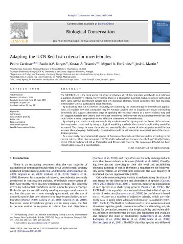 Adapting the IUCN Red List criteria for invertebrates - Dr. José L ...