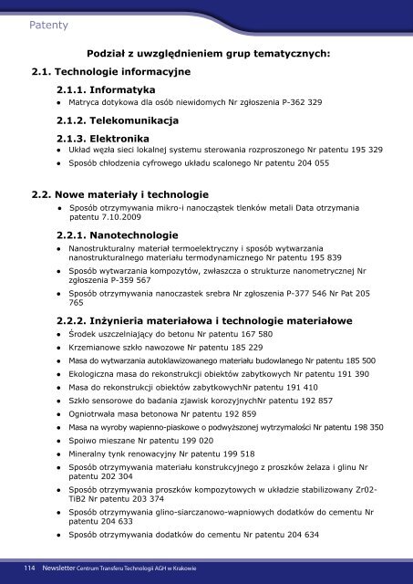 Newsletter dla Przedsiębiorców - grudzień 2011 - CTT AGH