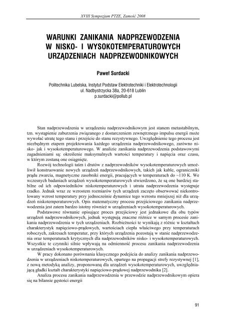 zastosowania elektromagnetyzmu w nowoczesnych ... - PTZE