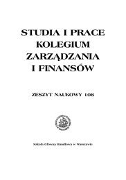 Zeszyt Naukowy 108 (pdf) - Szkoła Główna Handlowa w Warszawie