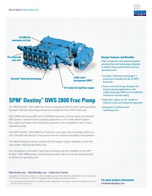 SPM® Destiny™ QWS 2800 Frac Pump - Weir in Action
