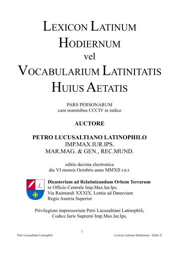 Pars Personarum - Lexicon Latinum Hodiernum