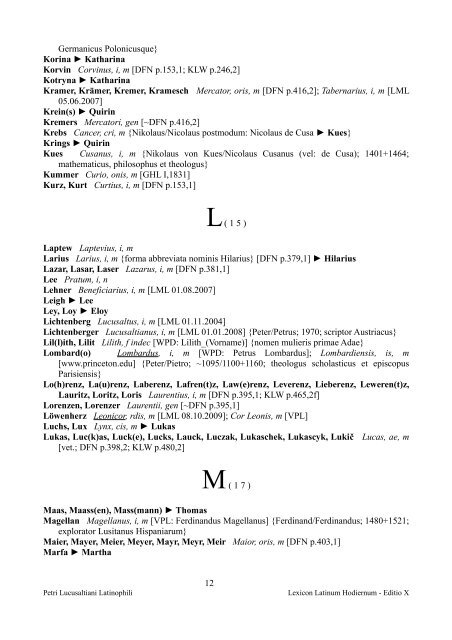 Pars Personarum - Lexicon Latinum Hodiernum