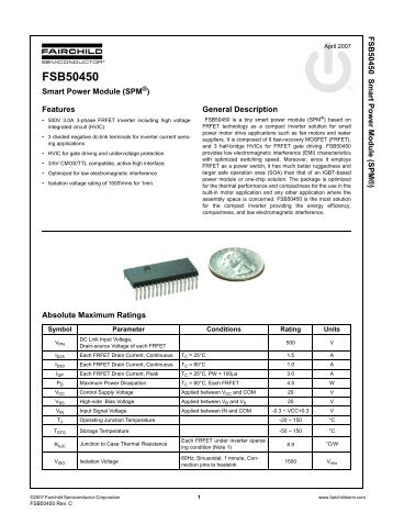 FSB50450 Smart Power Module - Fairchild Semiconductor