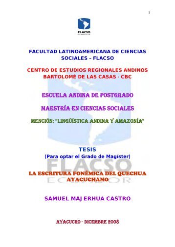 escuela andina de postgrado maestría en ciencias ... - Flacso Andes
