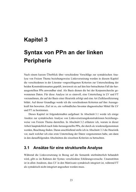 Präpositionalphrasen an der linken Peripherie ... - Fabienne Salfner