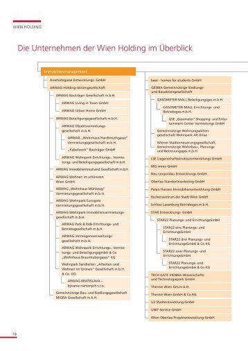 Die Unternehmen der Wien Holding im Überblick