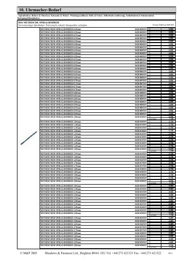 Meadows & Passmore Uhrmacher Verbrauchsartikel-Katalog, 38-1d