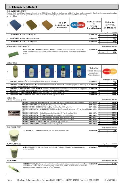 Meadows & Passmore Uhrmacher Verbrauchsartikel-Katalog, 38-1d