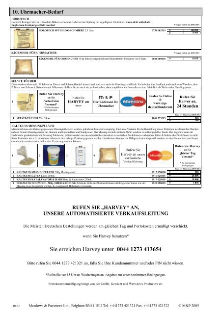 Meadows & Passmore Uhrmacher Verbrauchsartikel-Katalog, 38-1d