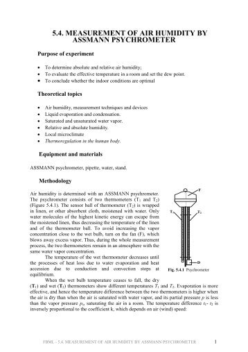 5.4. measurement of air humidity by assmann psychrometer