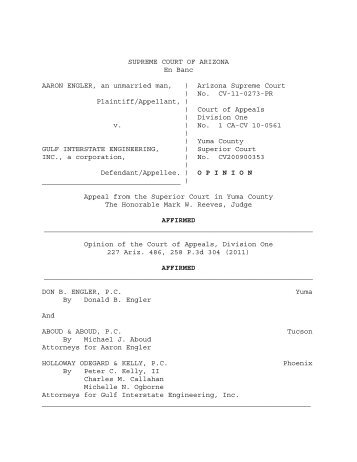 Engler v. Gulf Interstate Engineering - Arizona Judicial Department