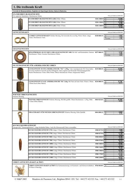 Meadows & Passmore Uhrmacher Verbrauchsartikel-Katalog, 38-1d