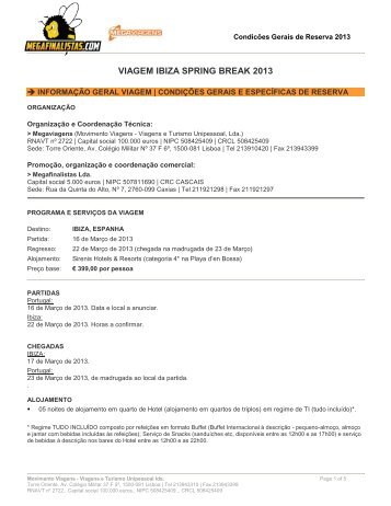 VIAGEM IBIZA SPRING BREAK 2013 - Megafinalistas