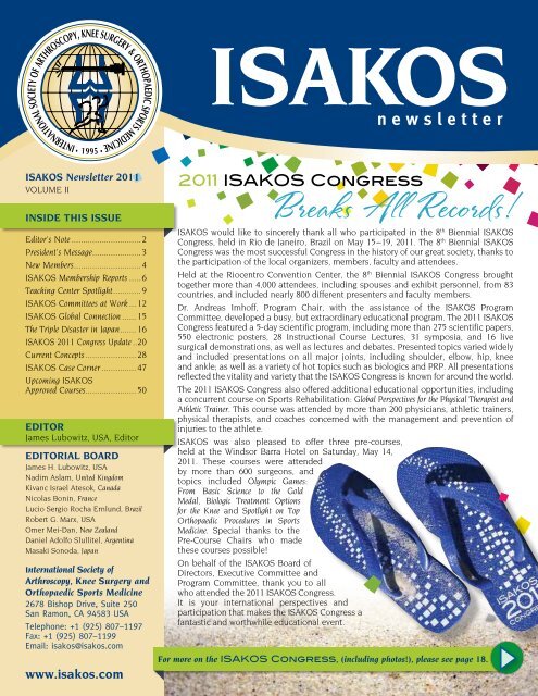 Summer 2010 Newsletter - ISAKOS