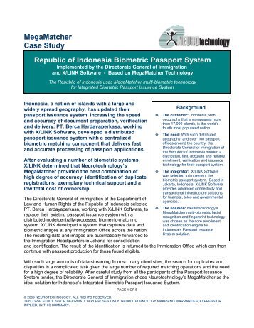 Republic of Indonesia Biometric Passport System ... - Neurotechnology