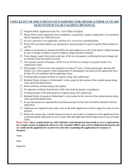 Checklist Of Documents Of Passport For Minor VFS Global indian-passport-renewal-form-vfs-printable-form-2024
