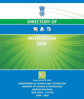 Directory of R&D Institutions - 2010 - Department of Science and ...
