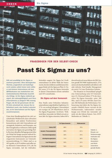 Passt Six Sigma zu uns? - ArbeitsInnovation