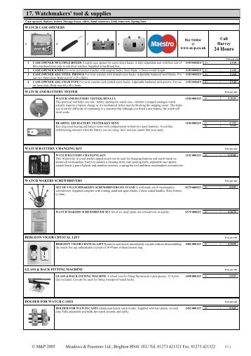 17. Watchmakers' tool & supplies - Meadows & Passmore