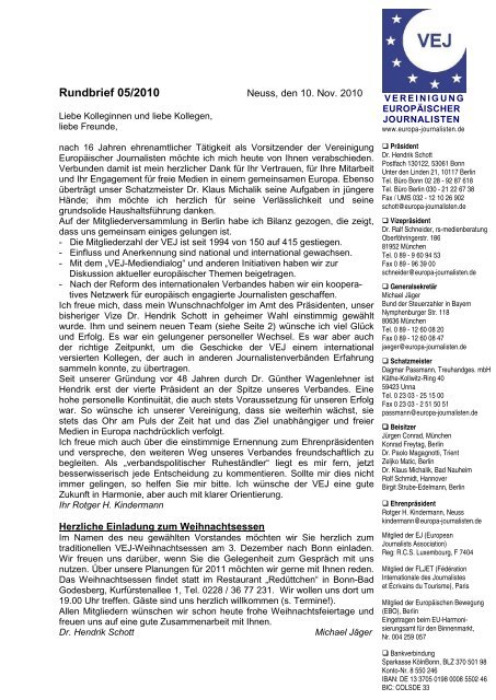 Rundbrief 05 2010 - Vereinigung Europäischer Journalisten (VEJ)